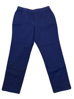 Appleseed's Womens Pull On Straight Leg Dress Slacks Navy Blue Size 14